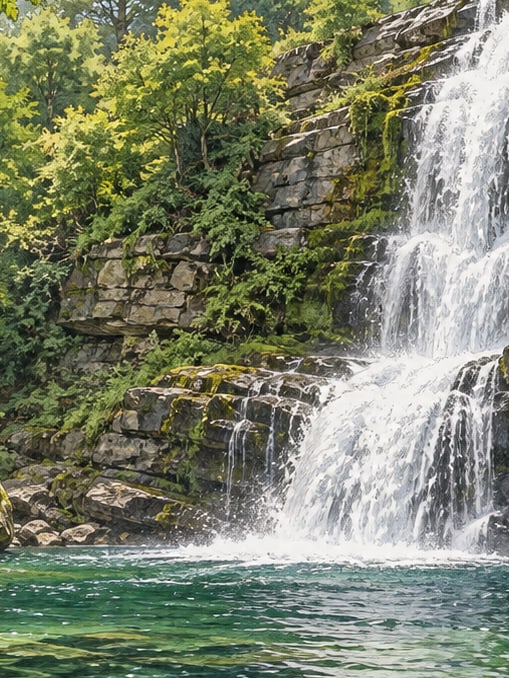 Zeichnung: Kösehoroz-Wasserfall, Bursa