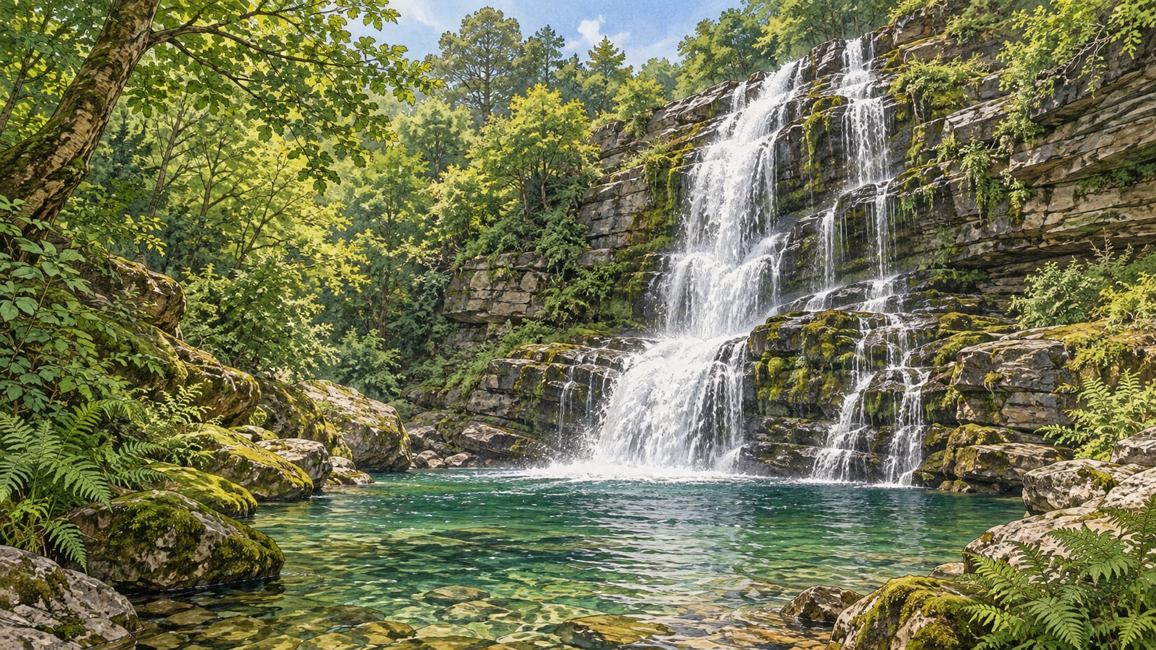 Kösehoroz Waterfall çizimi, Bursa