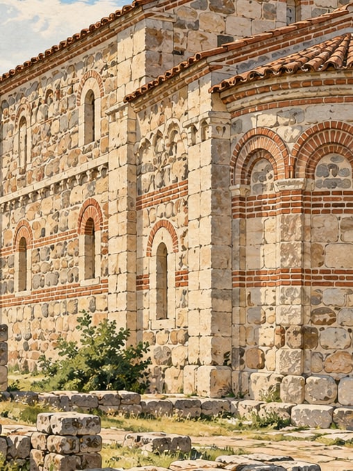 Zeichnung: Dorfkirche Koyunbaba, Kırklareli