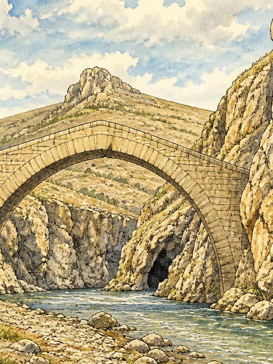 Zeichnung: Kudret-Brücke, Ağrı