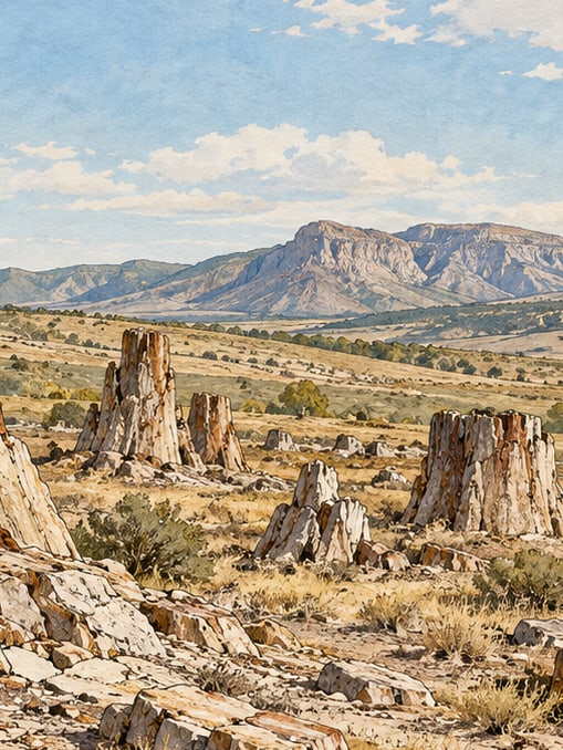 Zeichnung: Naturdenkmal Feenkamine von Kula, Manisa