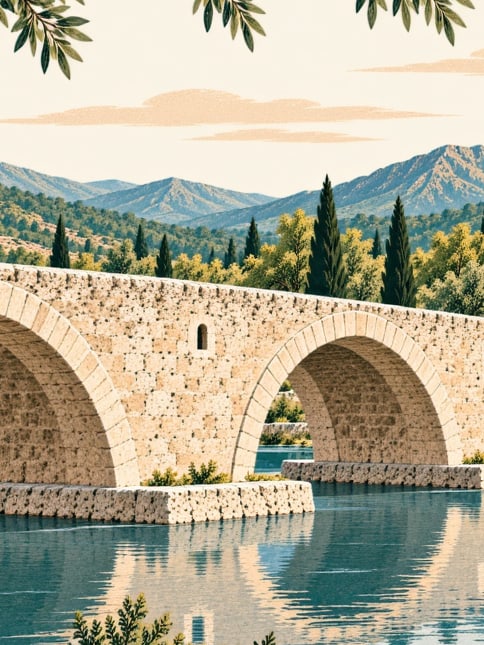 Zeichnung: Kumbağ-Brücke, Tekirdağ