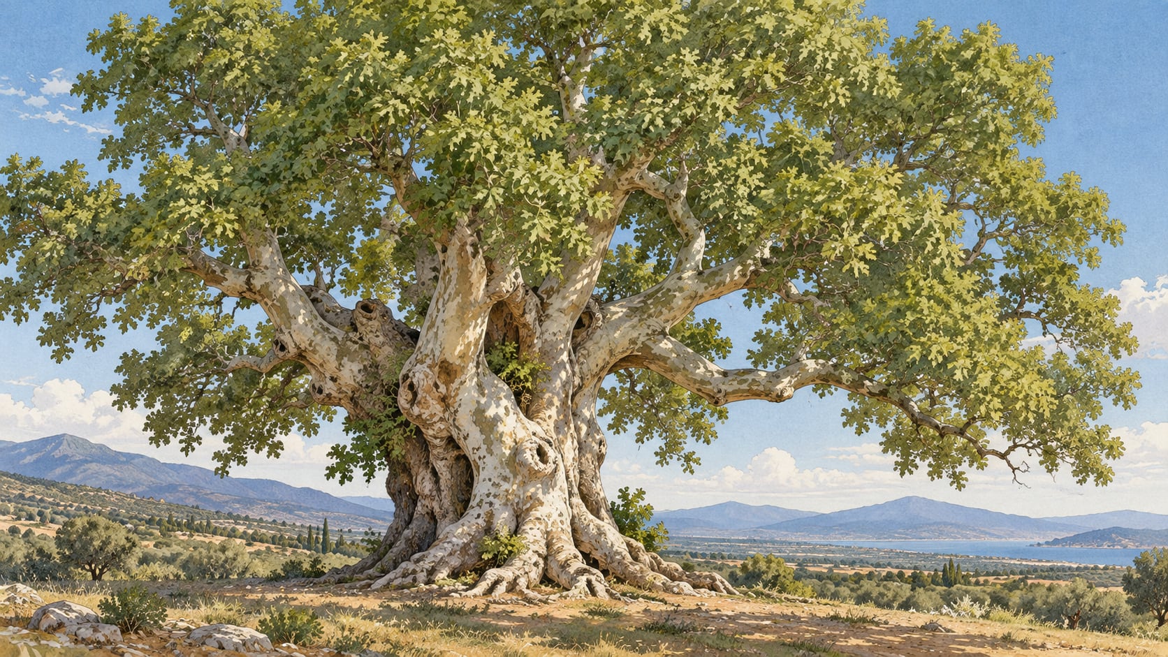 Kunduracı Plane Tree Natural Monument çizimi, İzmir