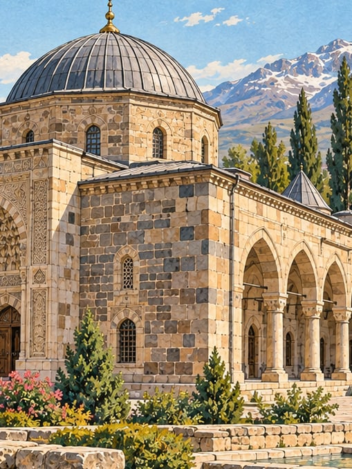 Zeichnung: Kurşunlu-Moschee und Medrese, Erzurum