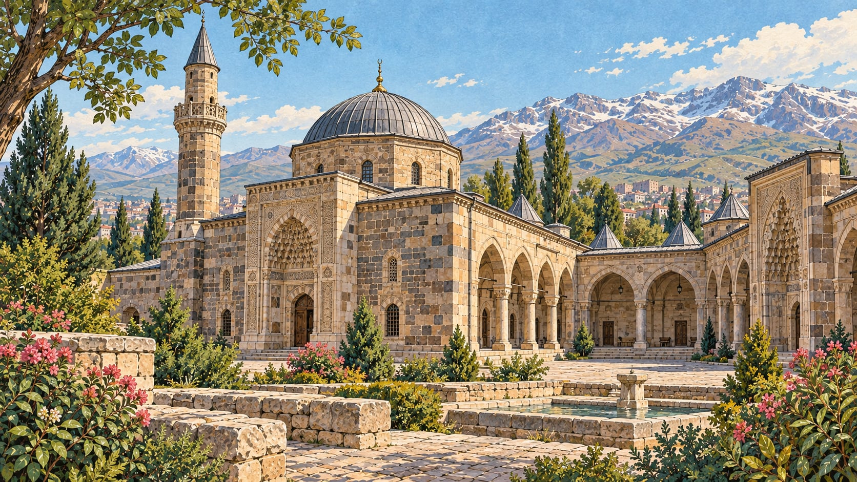 Kurşunlu Mosque and Madrasa çizimi, Erzurum