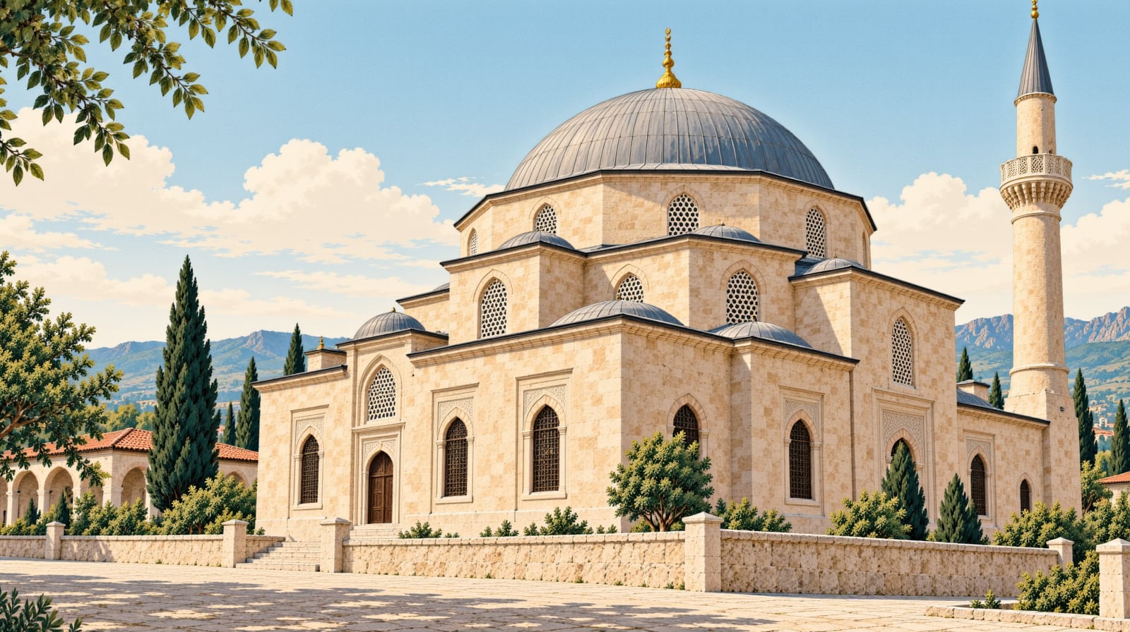 Kurşunlu Mosque (mimarsinan Mosque) çizimi, Kayseri