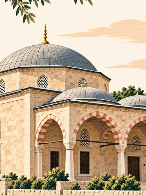 Zeichnung: Dorfmoschee Kuştepe, Kırklareli