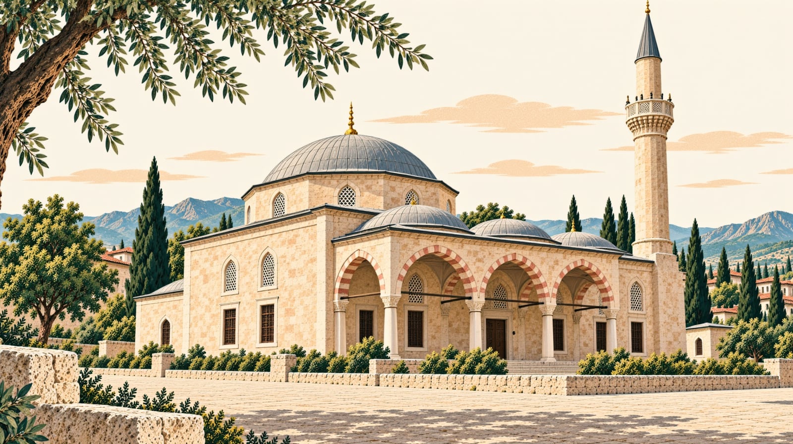 Kuştepe Village Mosque çizimi, Kırklareli
