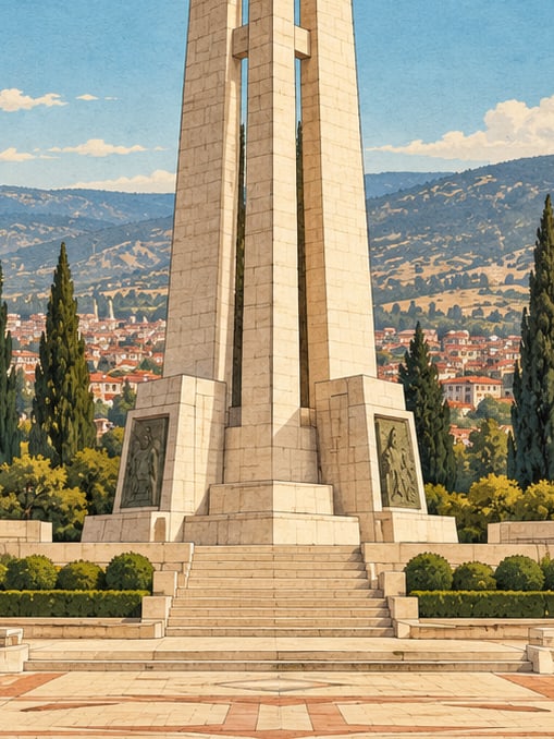 Zeichnung: Märtyrerdenkmal und Park Kütahya, Kütahya