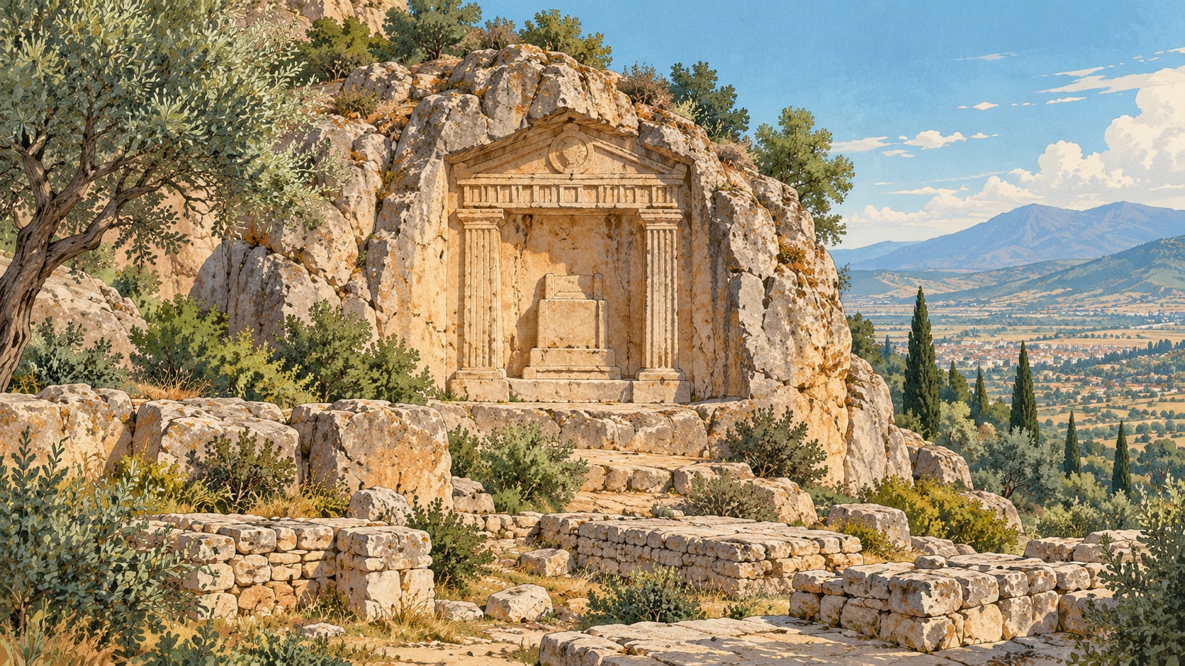 Kybele Kaya Kabartması çizimi, Manisa