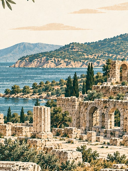 Zeichnung: Antike Stadt Kyzikos, Balıkesir