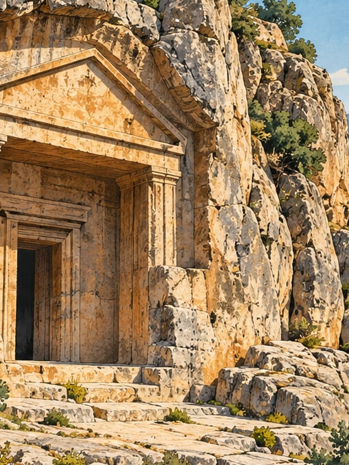 Zeichnung: Felsengrab Kapılıkaya in Laçin, Çorum