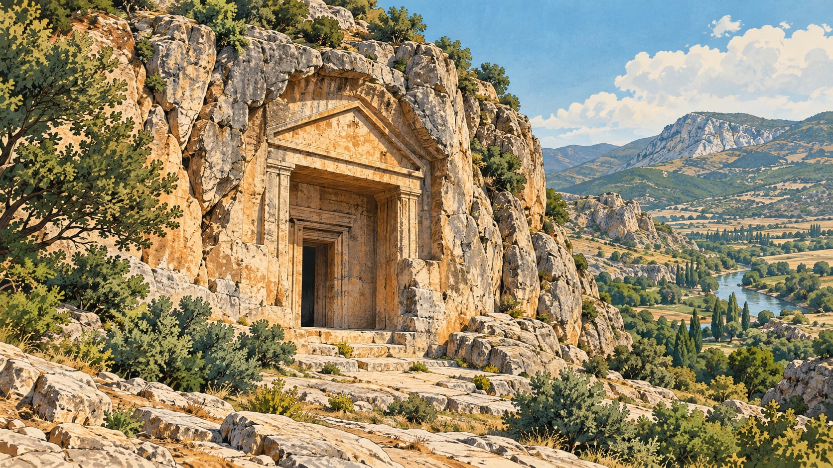 Laçin Kapılıkaya Rock Tomb çizimi, Çorum