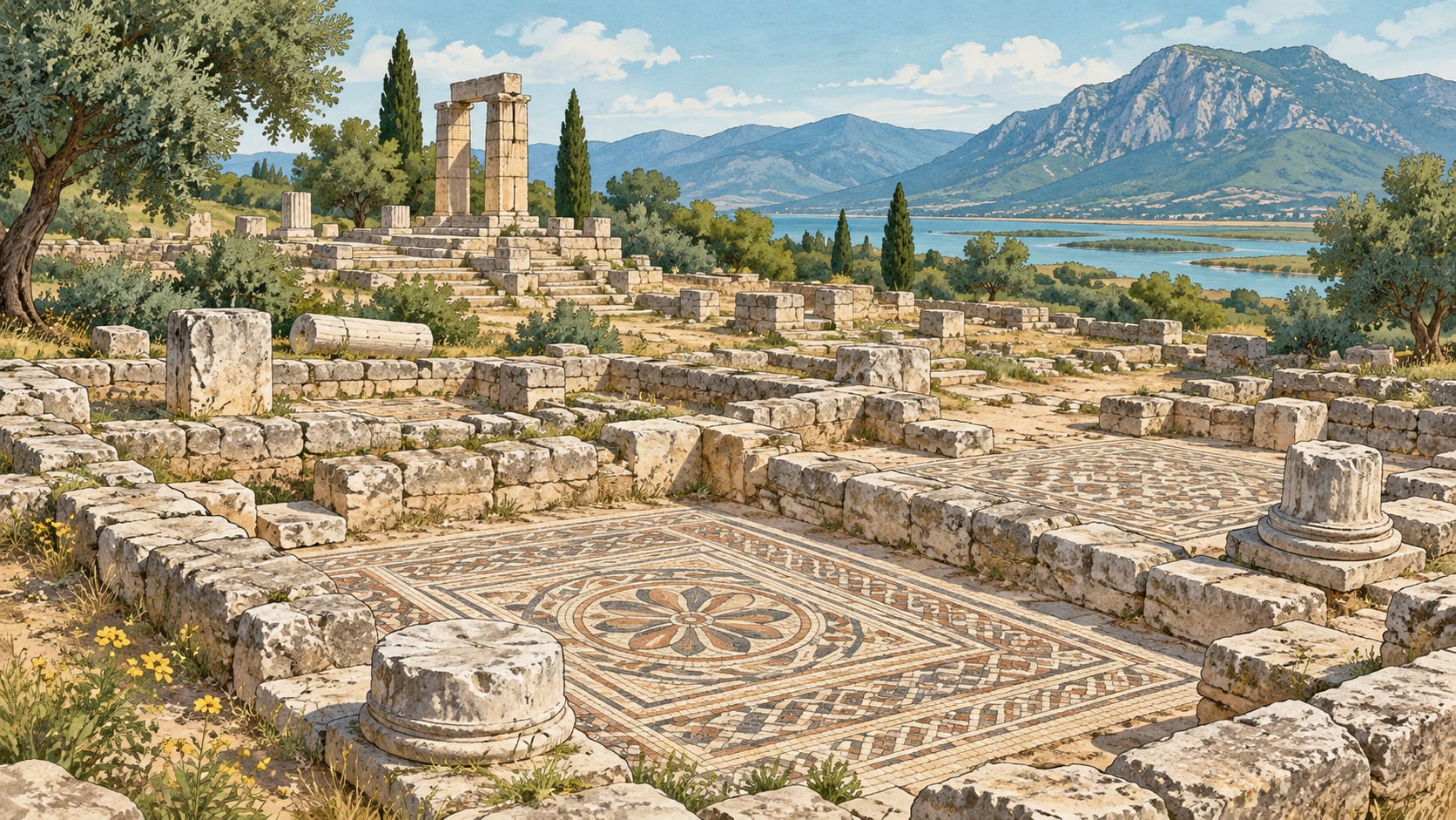 Letoon Archaeological Site çizimi, Muğla