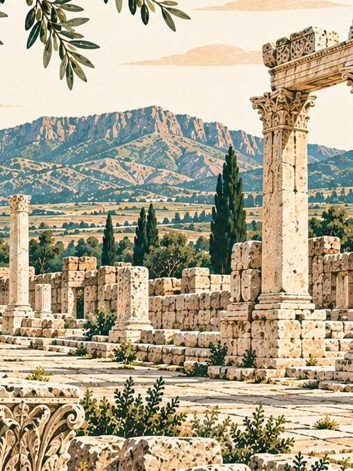 Zeichnung: Antike Stadt Lounda, Denizli