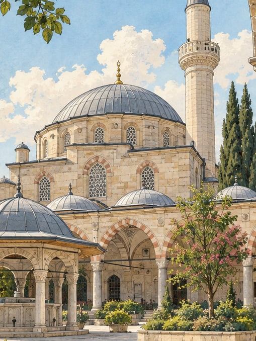 Zeichnung: Sokullu-Moschee in Lüleburgaz, Kırklareli