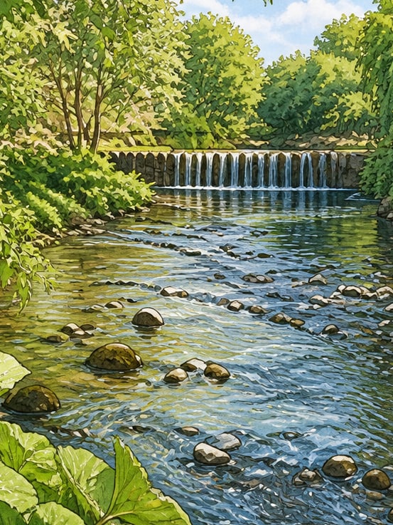 Zeichnung: Maden-Bach und Wasserfall, Sakarya