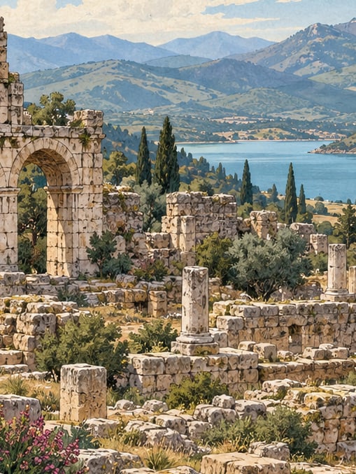 Zeichnung: Ruinen von Malos, Isparta