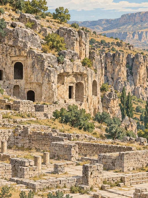 Zeichnung: Archäologische Stätte Manastır-Tal, Aksaray