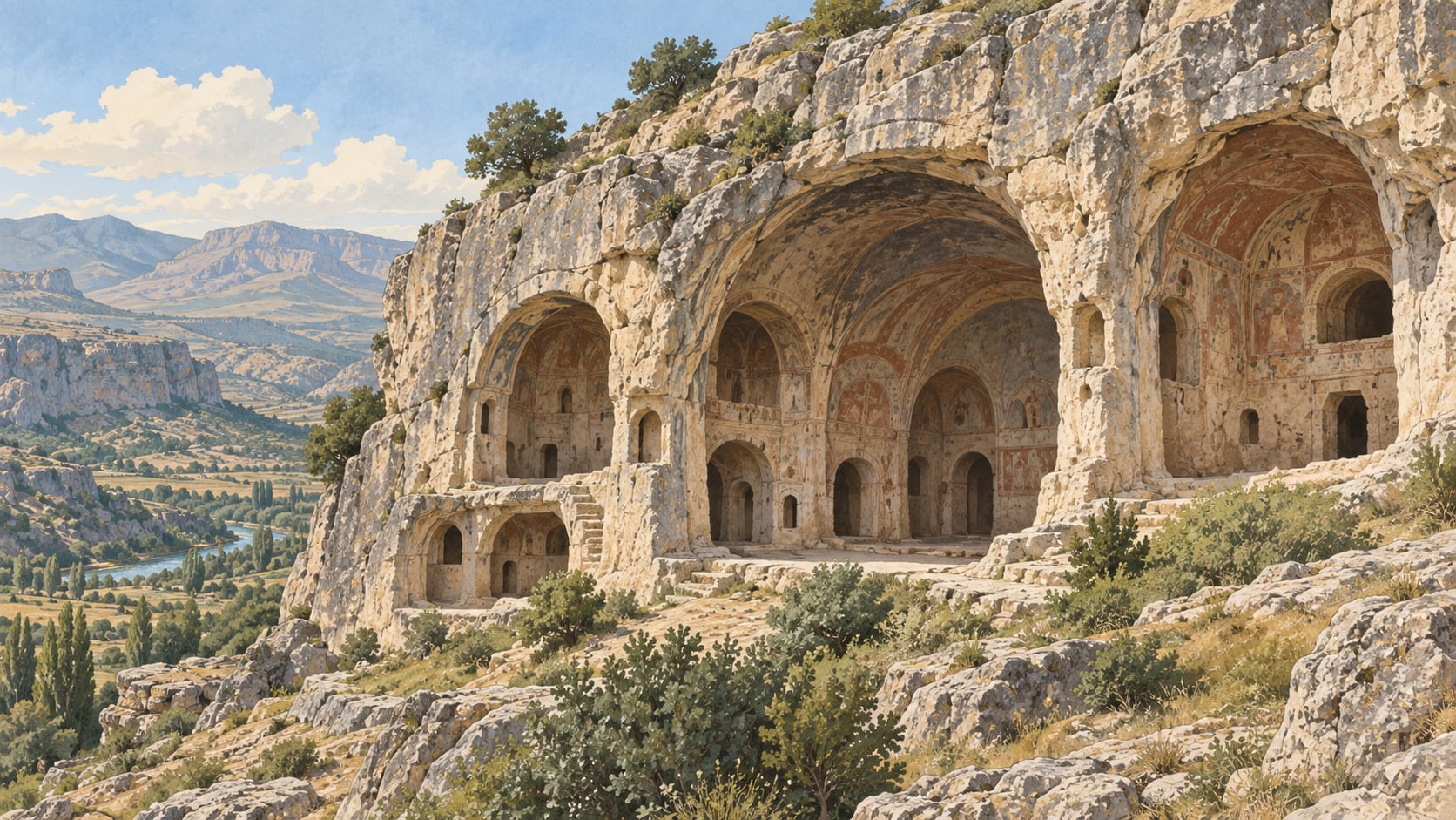 Manazan Caves çizimi, Karaman