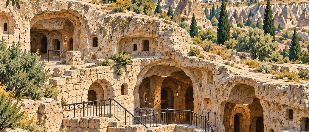 Mazı Underground City çizimi, Nevşehir