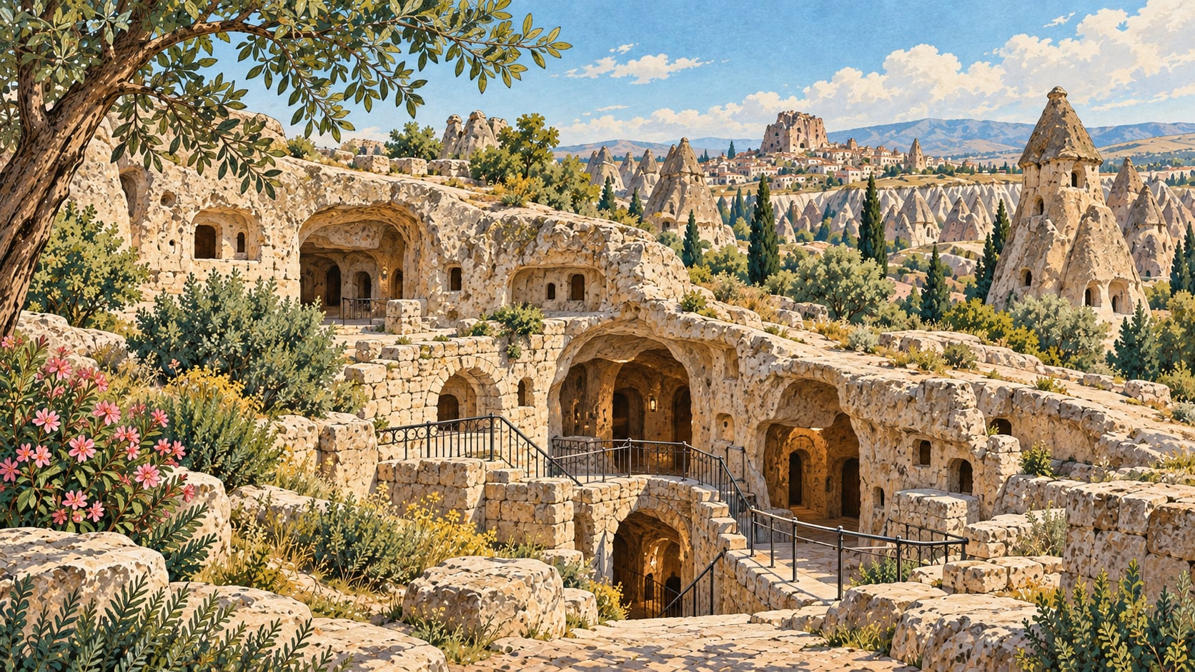 Mazı Underground City çizimi, Nevşehir