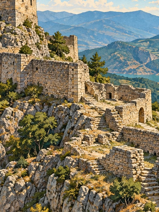 Zeichnung: Meletios-Burg / Mesudiye, Ordu