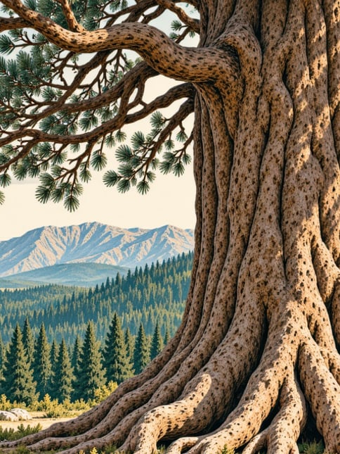 Zeichnung: Naturdenkmal Orientfichte von Melodere, Artvin
