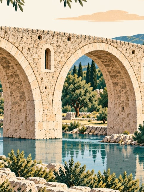Zeichnung: Meriç-Brücke, Edirne