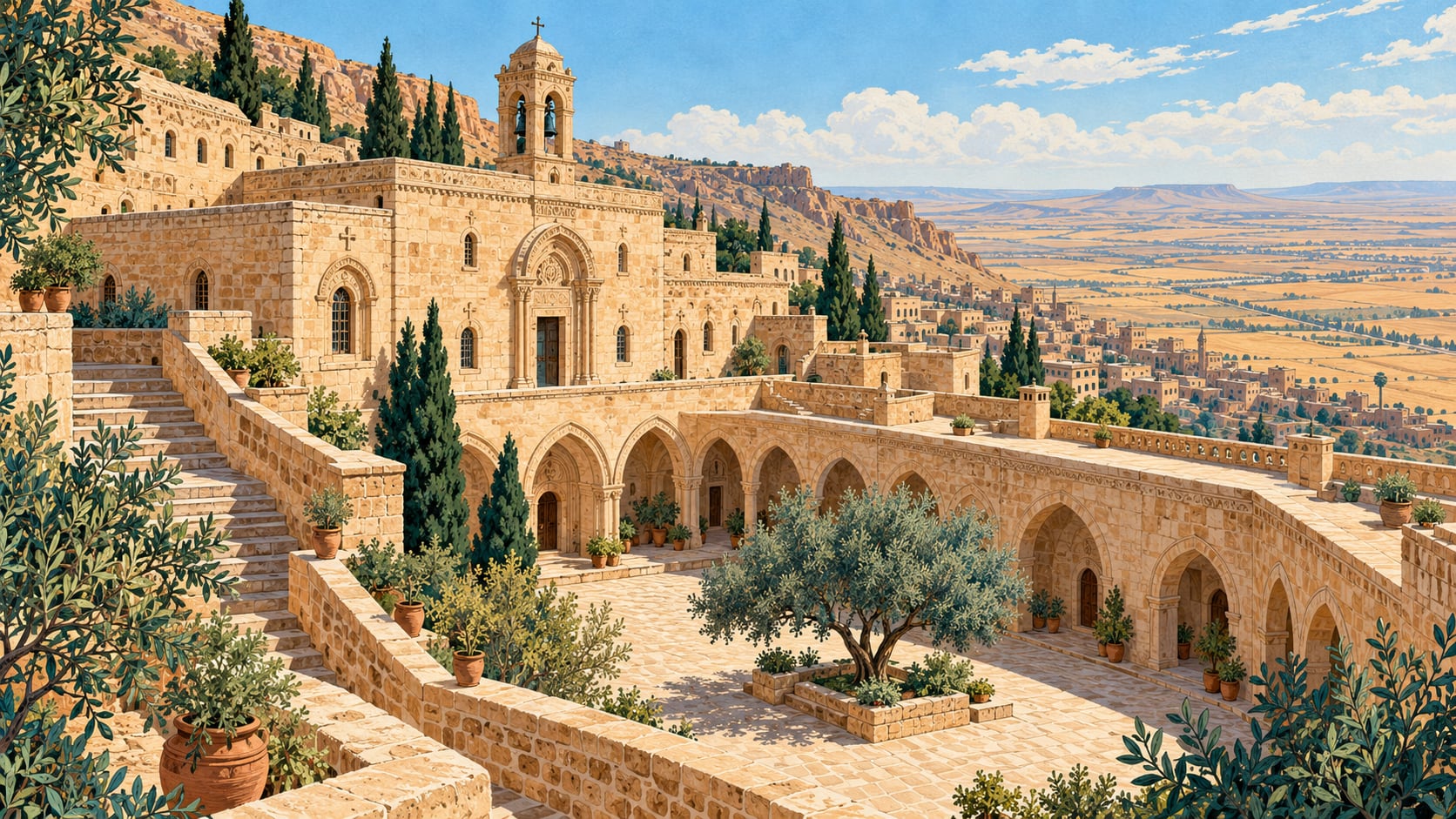 Meryem Ana Monastery çizimi, Mardin