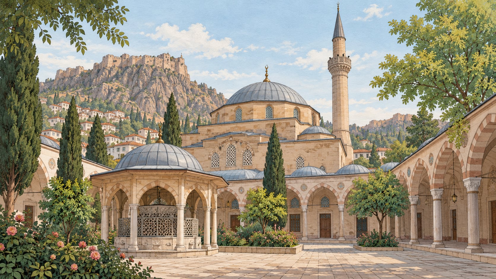 Mevlevi (Tomb) Mosque çizimi, Afyonkarahisar