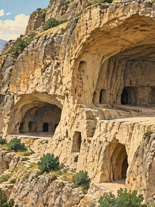 Zeichnung: Meya-Höhlen, Ağrı