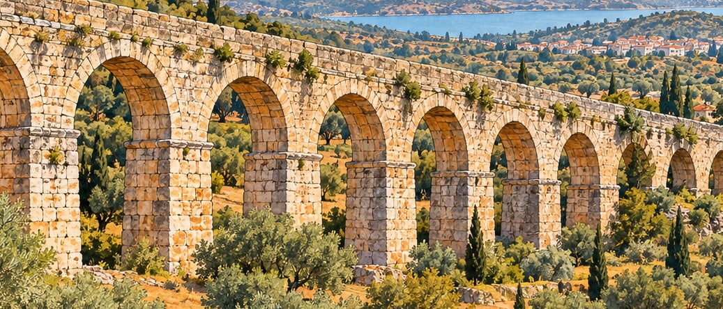 Milas Aqueducts çizimi, Muğla