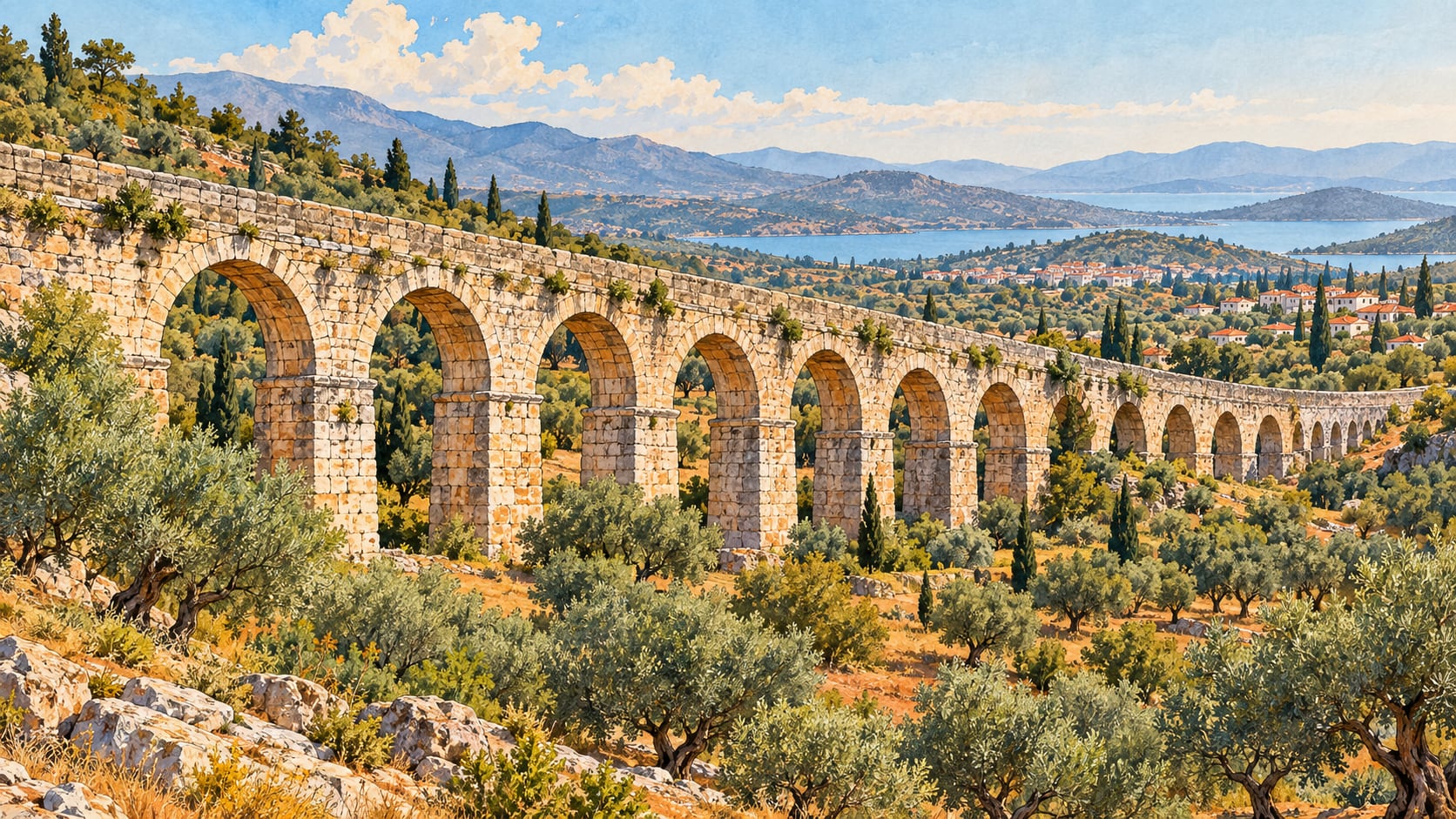 Milas Aqueducts çizimi, Muğla