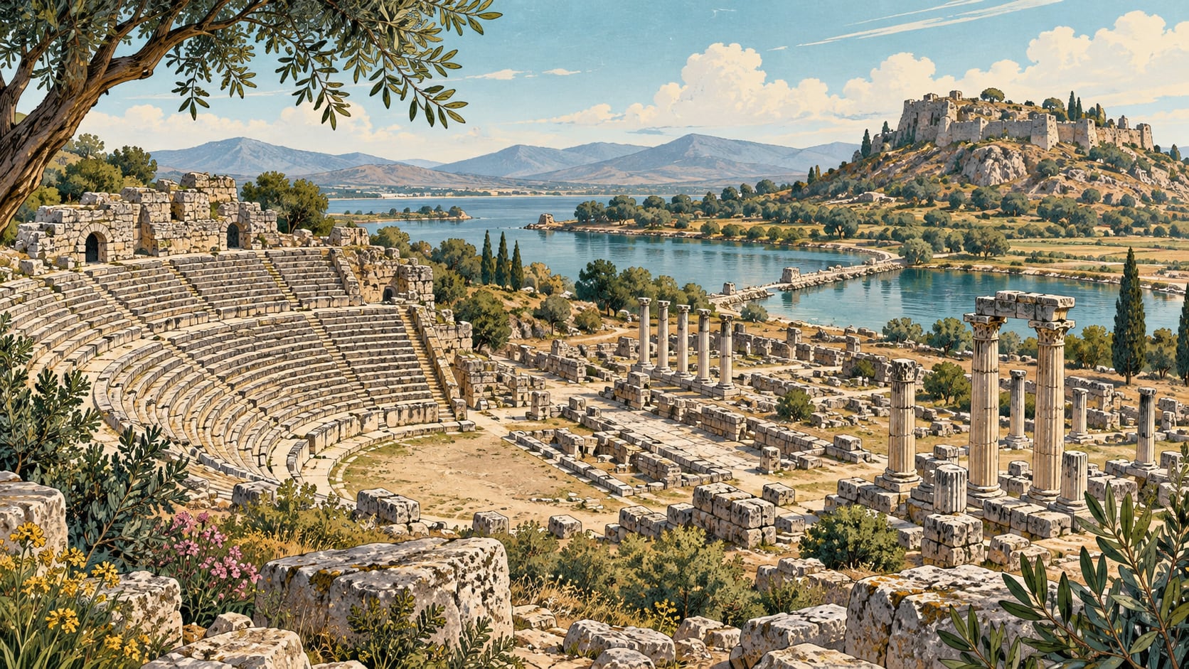 Miletus Archaeological Site çizimi, Aydın