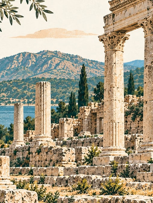 Zeichnung: Archäologische Stätte Milyos (Milias), Burdur