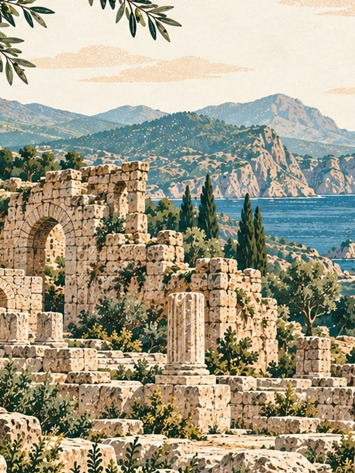 Zeichnung: Antike Stadt Mnara, Antalya