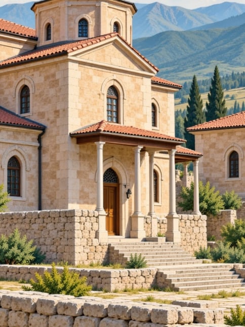Zeichnung: Kloster Mor Gabriel, Mardin