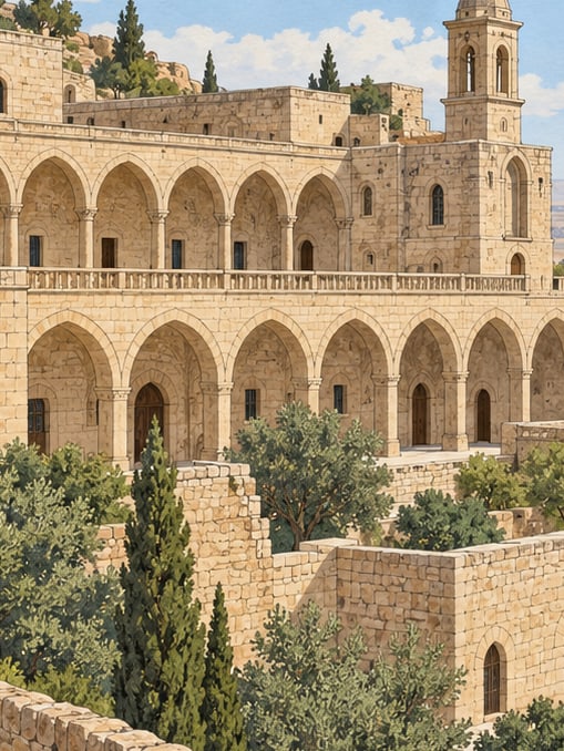 Zeichnung: Kloster Mor Yakup, Mardin
