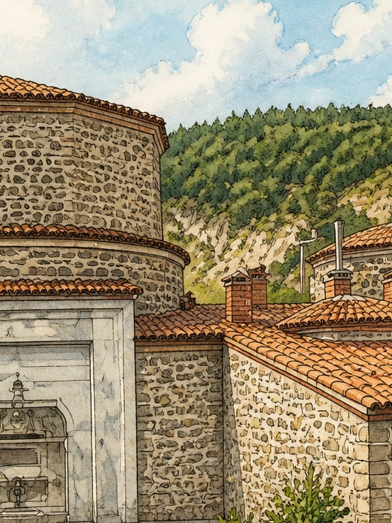 Zeichnung: Yıldırım-Bayezid-Bad in Mudurnu, Bolu