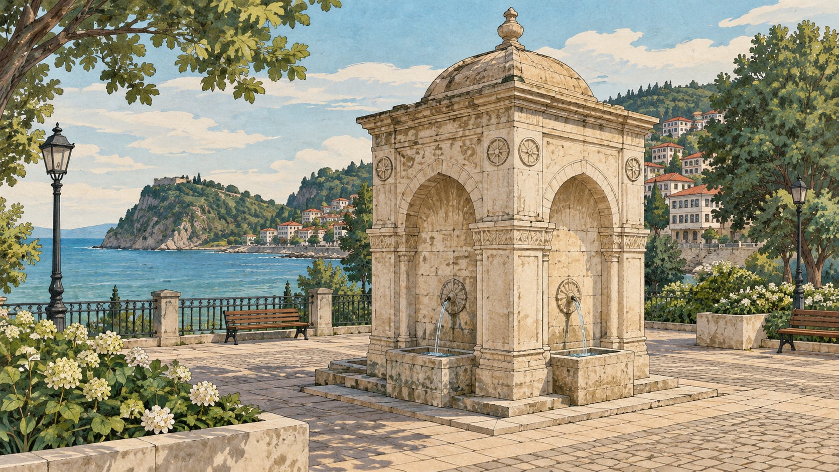 Muhtar Bey Fountain / German Fountain çizimi, Giresun