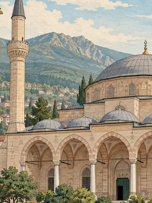 Zeichnung: Muradiye-Moschee, Bursa