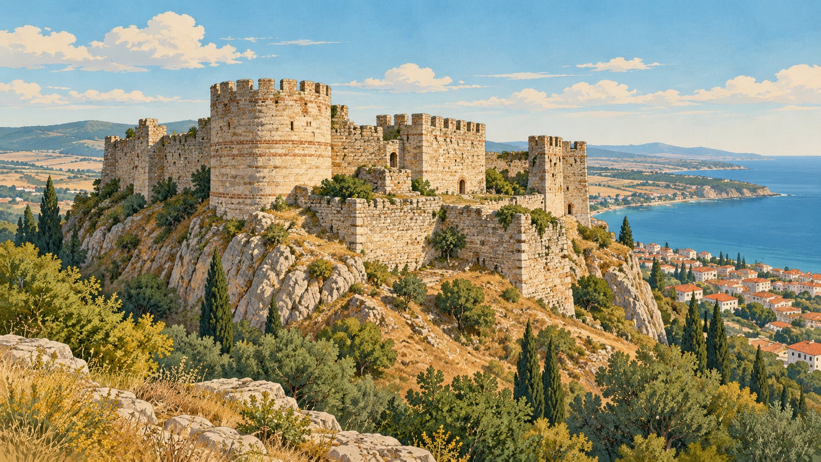 Naip Castle çizimi, Tekirdağ