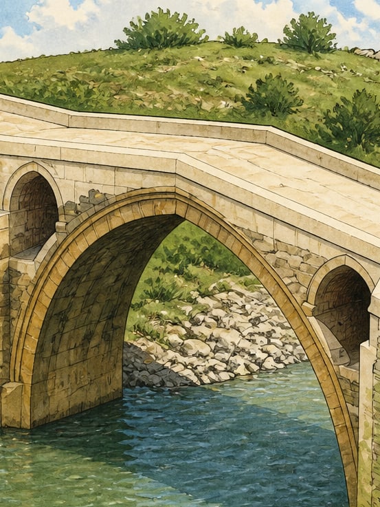Zeichnung: Brücke Narlıdere (Kasrik), Bitlis