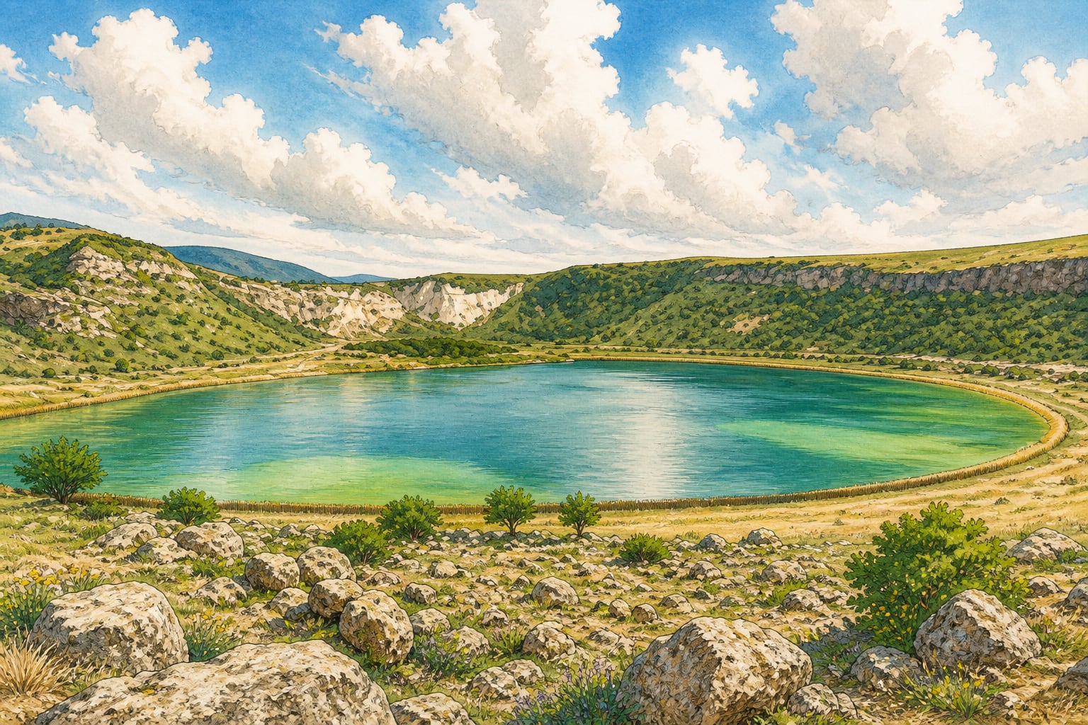 Narlıgöl (Acıgöl) Termal Kaynağı çizimi, Aksaray
