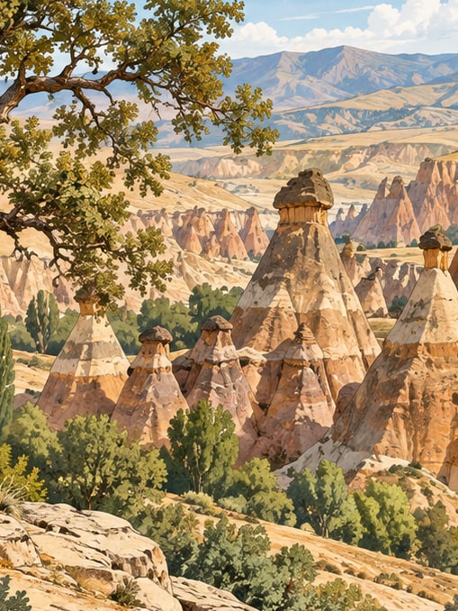 Zeichnung: Naturdenkmal Narman Peri Bacaları, Erzurum