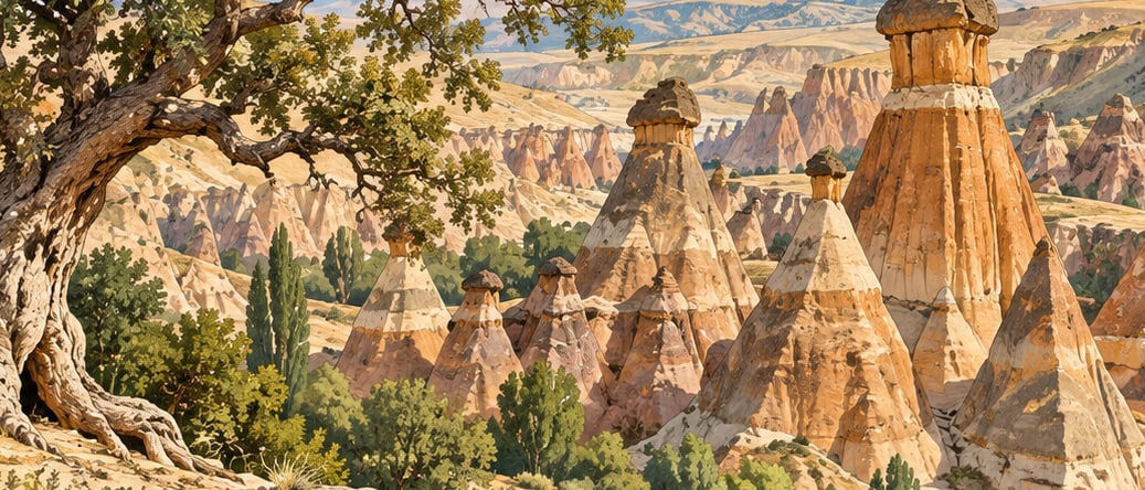 Narman Peri Bacaları Natural Monument çizimi, Erzurum