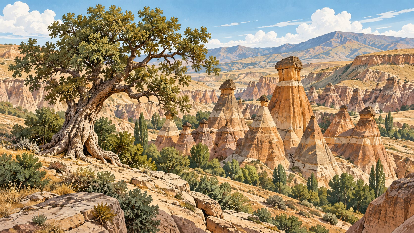 Narman Peri Bacaları Natural Monument çizimi, Erzurum