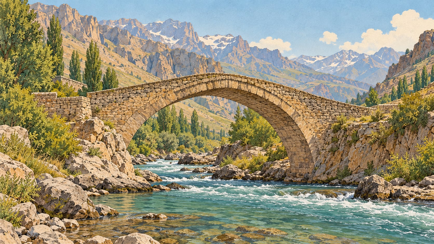 River Stone Bridge çizimi, Hakkari