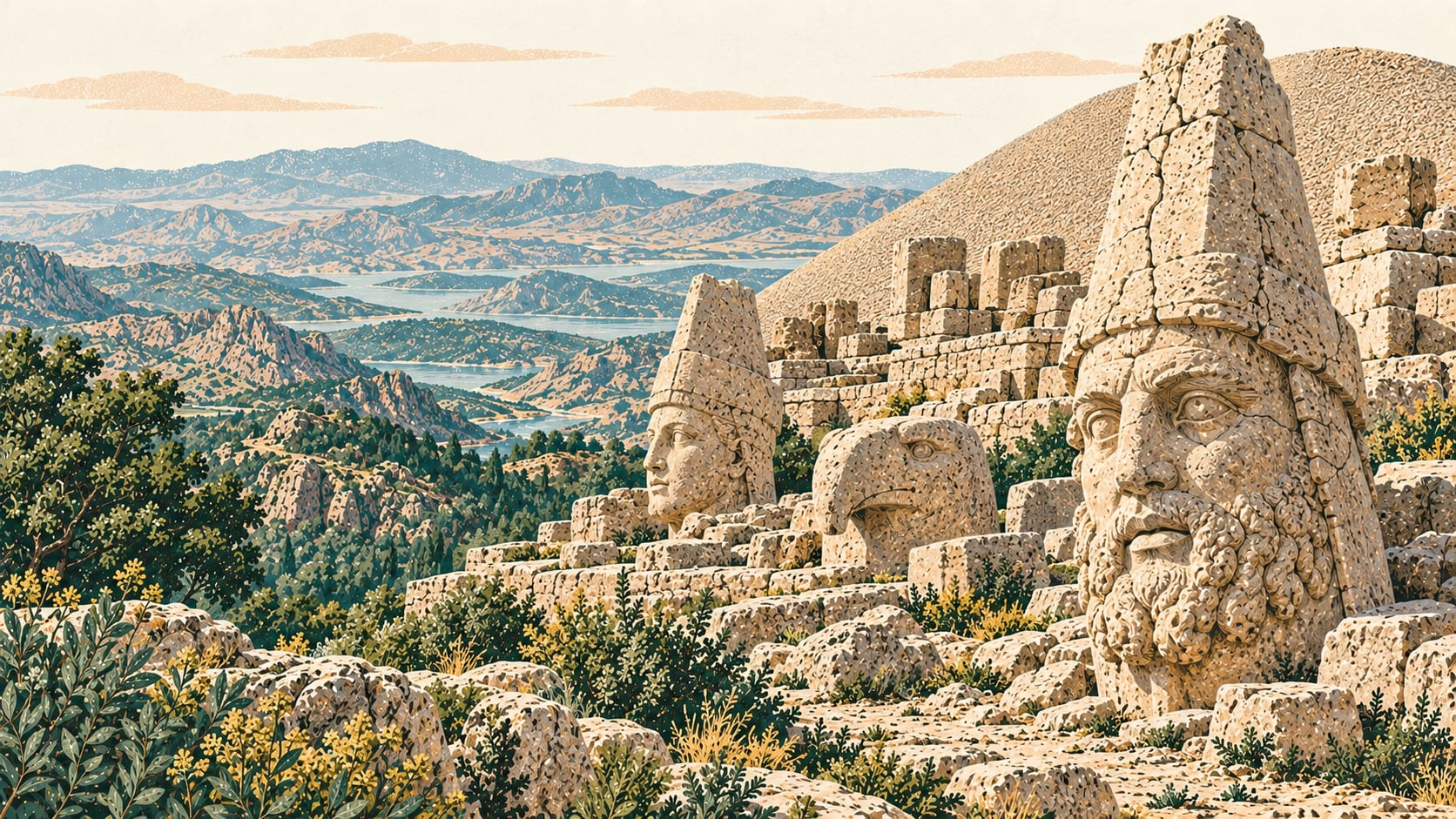 Mount Nemrut National Park çizimi, Adıyaman